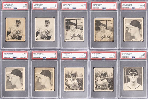 1948 Bowman Black & White PSA-Graded Baseball Card Collection (10) Featuring Yogi Berra, Phil Rizzuto, Stan Musial & More!